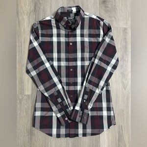 Express Men's Checkered Shirt - Burgundy (Extra Slim - Performance)